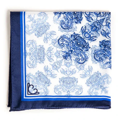 Baroque Blue Silk Pocket Square - Image 3