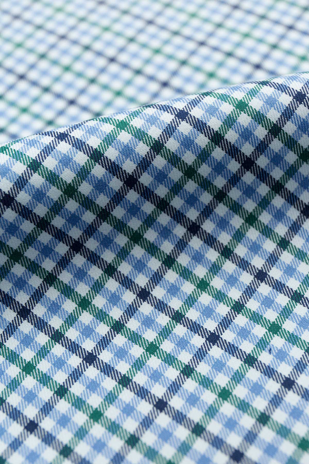 Natalia 100s Green Blue Check Fabric - Image 3