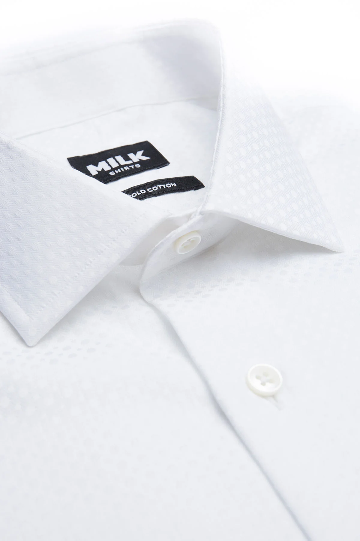 Octance 120s White Patterned Jacquard Shirt - Image 3