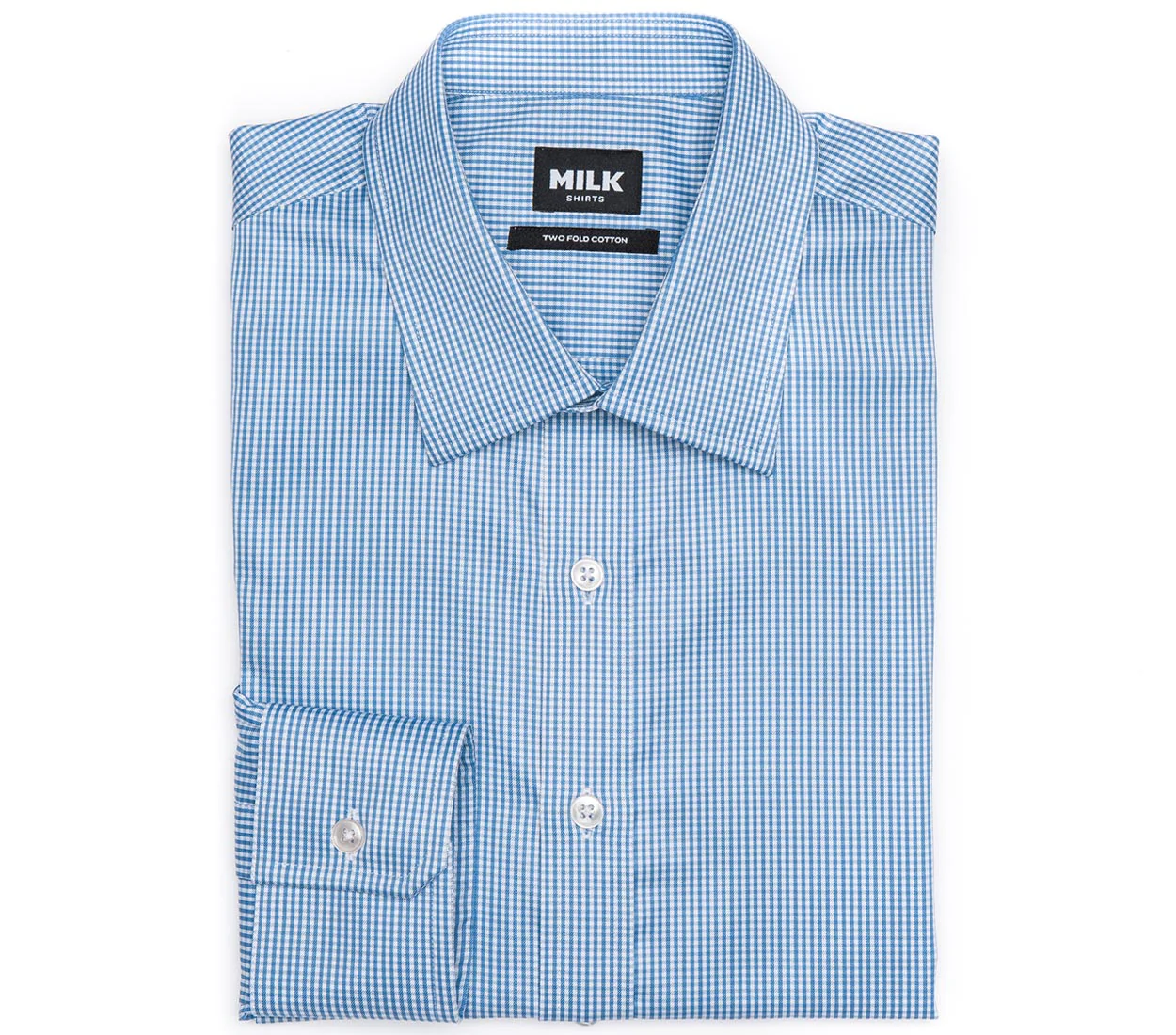 Roxas 100s Blue Gingham Shirt - Image 3