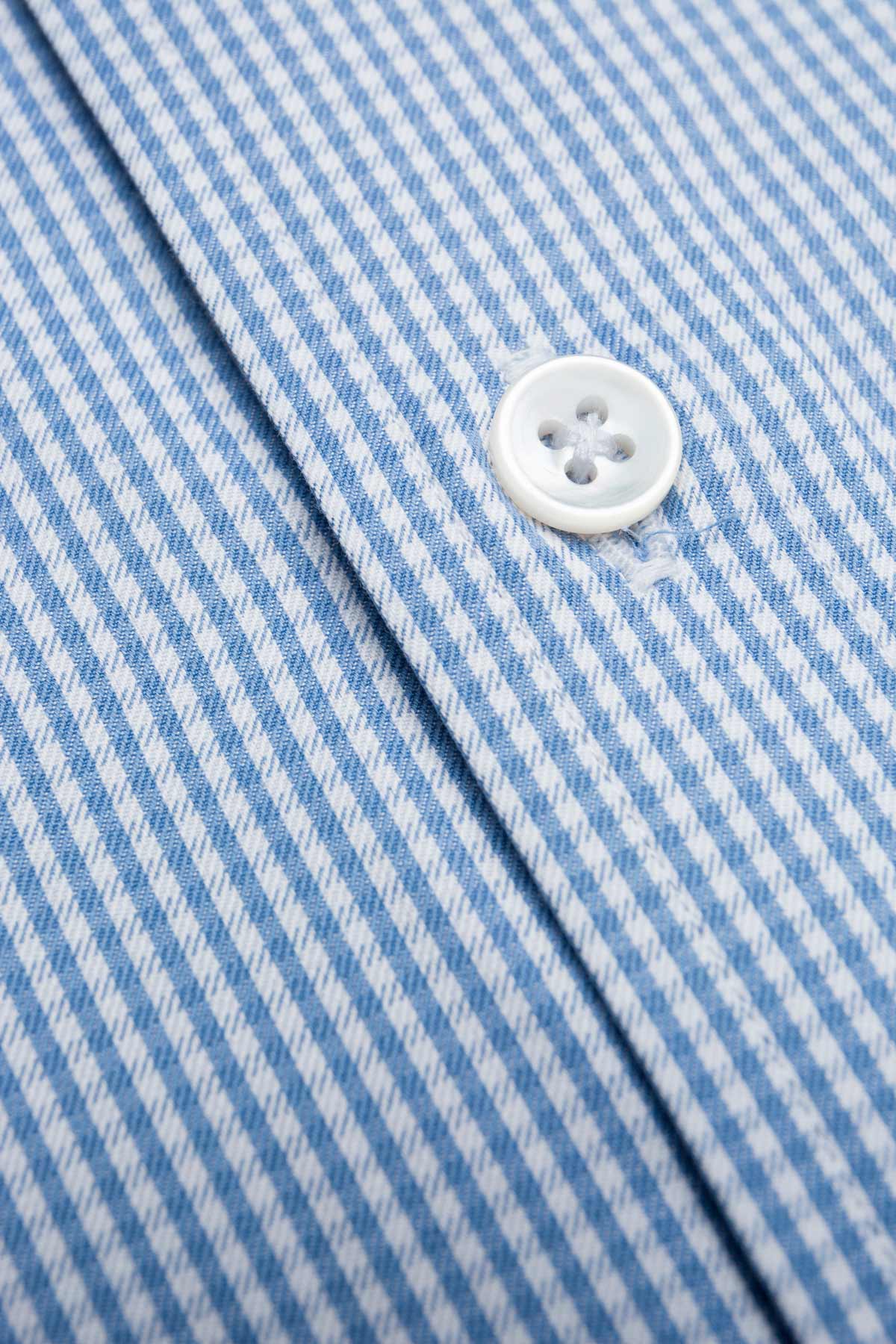 Roxas 100s Blue Gingham Shirt - Image 4