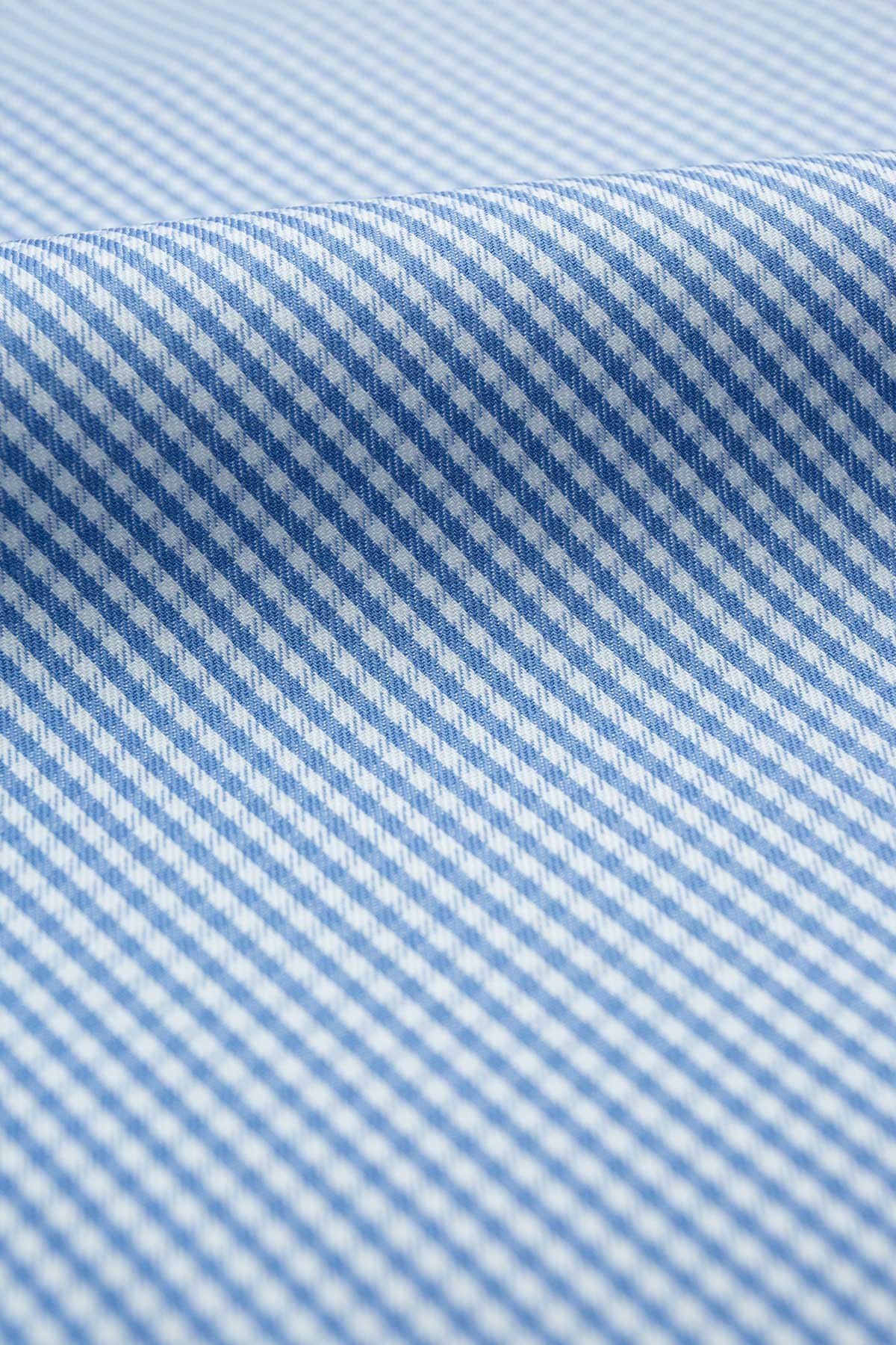 Roxas 100s Blue Gingham Shirt - Image 7